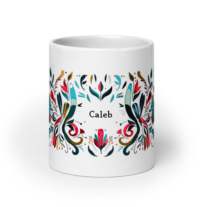 Caleb Exclusive Name Art Piece Home Office Work Coffee Mug Mexican Spanish Pride Gift Cup One-Of-A-Kind Calligraphy White Glossy Mug | C1 Mexicada