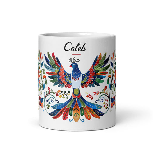 Caleb Exclusive Name Art Piece Home Office Work Coffee Mug Mexican Spanish Pride Gift Cup One-Of-A-Kind Calligraphy White Glossy Mug | C11 Mexicada