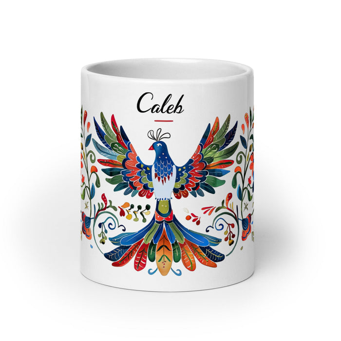 Caleb Exclusive Name Art Piece Home Office Work Coffee Mug Mexican Spanish Pride Gift Cup One-Of-A-Kind Calligraphy White Glossy Mug | C11 Mexicada