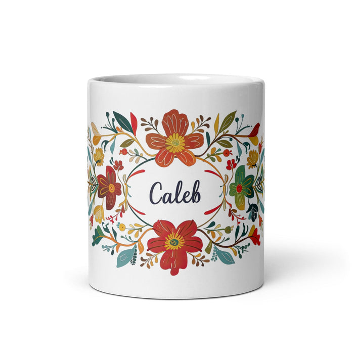 Caleb Exclusive Name Art Piece Home Office Work Coffee Mug Mexican Spanish Pride Gift Cup One-Of-A-Kind Calligraphy White Glossy Mug | C2 Mexicada