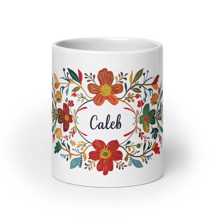 Caleb Exclusive Name Art Piece Home Office Work Coffee Mug Mexican Spanish Pride Gift Cup One-Of-A-Kind Calligraphy White Glossy Mug | C2 Mexicada