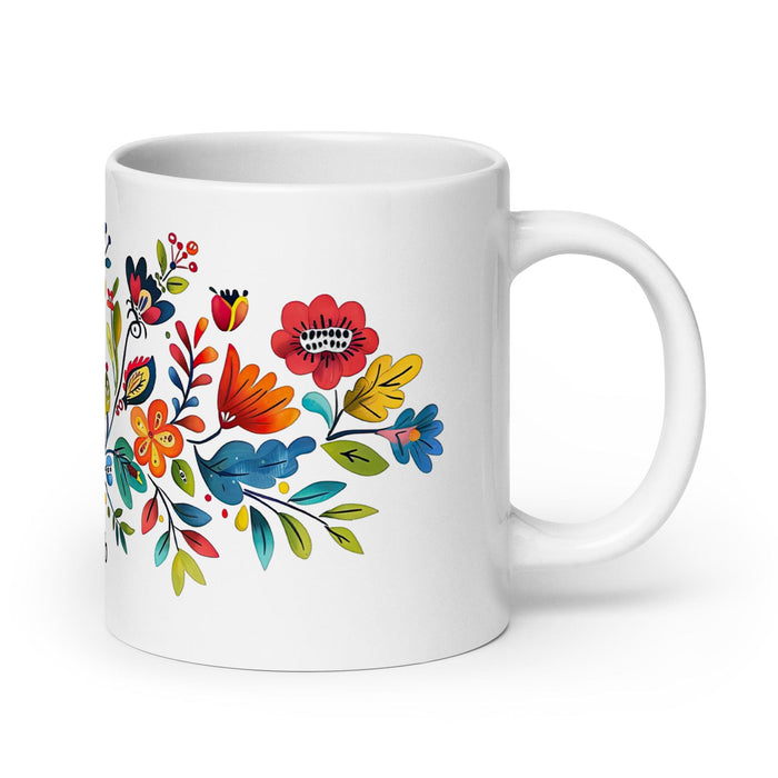 Caleb Exclusive Name Art Piece Home Office Work Coffee Mug Mexican Spanish Pride Gift Cup One-Of-A-Kind Calligraphy White Glossy Mug | C4 Mexicada 20 oz