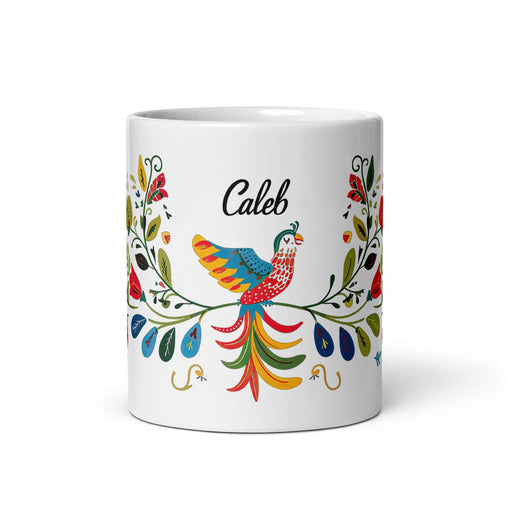 Caleb Exclusive Name Art Piece Home Office Work Coffee Mug Mexican Spanish Pride Gift Cup One-Of-A-Kind Calligraphy White Glossy Mug | C5 Mexicada