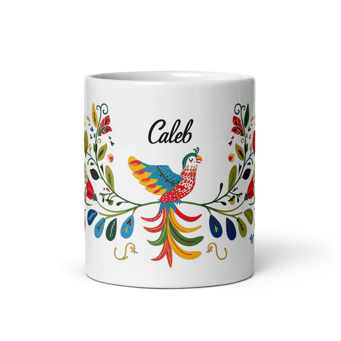 Caleb Exclusive Name Art Piece Home Office Work Coffee Mug Mexican Spanish Pride Gift Cup One-Of-A-Kind Calligraphy White Glossy Mug | C5 Mexicada