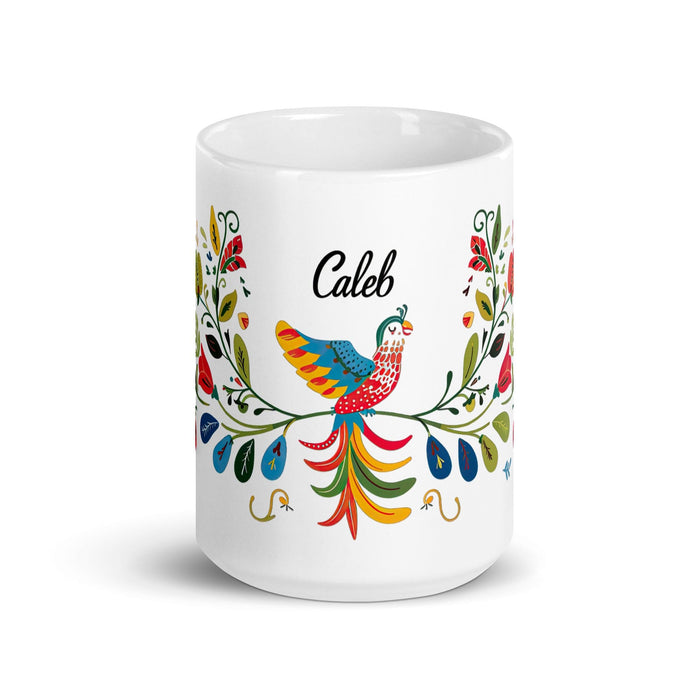 Caleb Exclusive Name Art Piece Home Office Work Coffee Mug Mexican Spanish Pride Gift Cup One-Of-A-Kind Calligraphy White Glossy Mug | C5 Mexicada