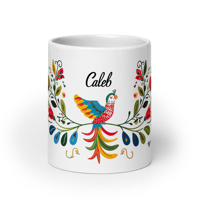 Caleb Exclusive Name Art Piece Home Office Work Coffee Mug Mexican Spanish Pride Gift Cup One-Of-A-Kind Calligraphy White Glossy Mug | C5 Mexicada