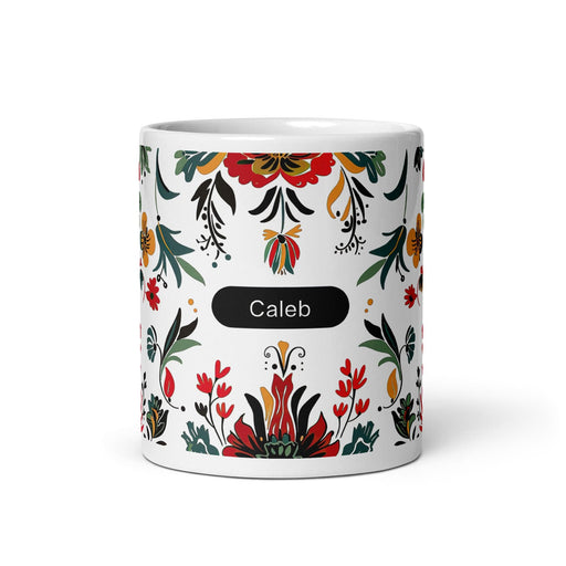 Caleb Exclusive Name Art Piece Home Office Work Coffee Mug Mexican Spanish Pride Gift Cup One-Of-A-Kind Calligraphy White Glossy Mug | C6 Mexicada