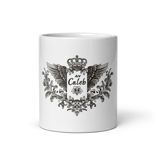 Caleb Exclusive Name Art Piece Home Office Work Coffee Mug Mexican Spanish Pride Gift Cup One-Of-A-Kind Calligraphy White Glossy Mug | C7 Mexicada