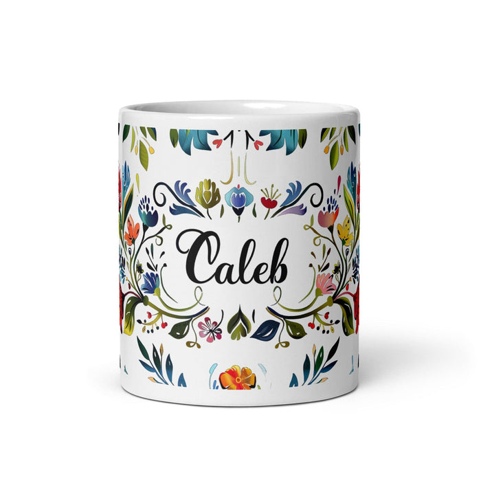 Caleb Exclusive Name Art Piece Home Office Work Coffee Mug Mexican Spanish Pride Gift Cup One-Of-A-Kind Calligraphy White Glossy Mug | C9 Mexicada