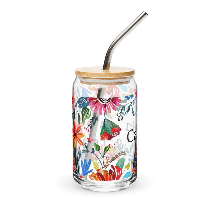 Calvin Exclusive Name Art Piece Can-Shaped Glass Home Office Work Mexican Spanish Pride Gift Cup One-Of-A-Kind Calligraphy Glass | C17 Mexicada