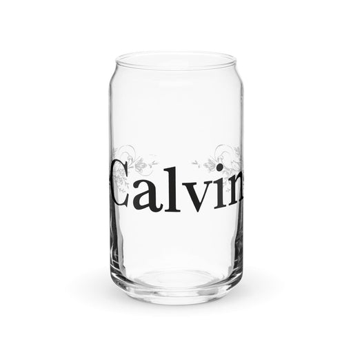 Calvin Exclusive Name Art Piece Can-Shaped Glass Home Office Work Mexican Spanish Pride Gift Cup One-Of-A-Kind Calligraphy Glass | C19 Mexicada 16 oz