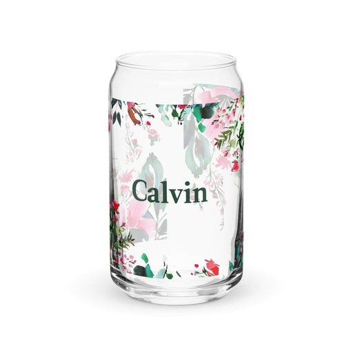 Calvin Exclusive Name Art Piece Can-Shaped Glass Home Office Work Mexican Spanish Pride Gift Cup One-Of-A-Kind Calligraphy Glass | C21 Mexicada 16 oz