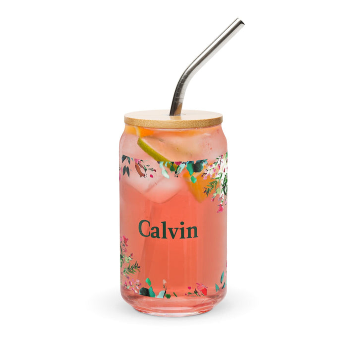 Calvin Exclusive Name Art Piece Can-Shaped Glass Home Office Work Mexican Spanish Pride Gift Cup One-Of-A-Kind Calligraphy Glass | C21 Mexicada