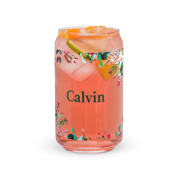 Calvin Exclusive Name Art Piece Can-Shaped Glass Home Office Work Mexican Spanish Pride Gift Cup One-Of-A-Kind Calligraphy Glass | C21 Mexicada