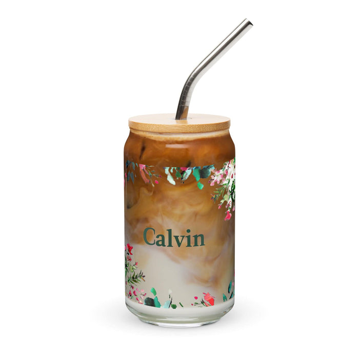 Calvin Exclusive Name Art Piece Can-Shaped Glass Home Office Work Mexican Spanish Pride Gift Cup One-Of-A-Kind Calligraphy Glass | C21 Mexicada