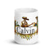 Calvin Exclusive Name Art Piece Home Office Work Coffee Mug Mexican Spanish Pride Gift Cup One-Of-A-Kind Calligraphy White Glossy Mug | C10 Mexicada