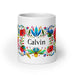 Calvin Exclusive Name Art Piece Home Office Work Coffee Mug Mexican Spanish Pride Gift Cup One-Of-A-Kind Calligraphy White Glossy Mug | C12 Mexicada