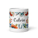 Calvin Exclusive Name Art Piece Home Office Work Coffee Mug Mexican Spanish Pride Gift Cup One-Of-A-Kind Calligraphy White Glossy Mug | C15 Mexicada