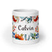 Calvin Exclusive Name Art Piece Home Office Work Coffee Mug Mexican Spanish Pride Gift Cup One-Of-A-Kind Calligraphy White Glossy Mug | C15 Mexicada