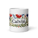 Calvin Exclusive Name Art Piece Home Office Work Coffee Mug Mexican Spanish Pride Gift Cup One-Of-A-Kind Calligraphy White Glossy Mug | C16 Mexicada