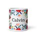 Calvin Exclusive Name Art Piece Home Office Work Coffee Mug Mexican Spanish Pride Gift Cup One-Of-A-Kind Calligraphy White Glossy Mug | C17 Mexicada