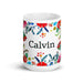 Calvin Exclusive Name Art Piece Home Office Work Coffee Mug Mexican Spanish Pride Gift Cup One-Of-A-Kind Calligraphy White Glossy Mug | C17 Mexicada