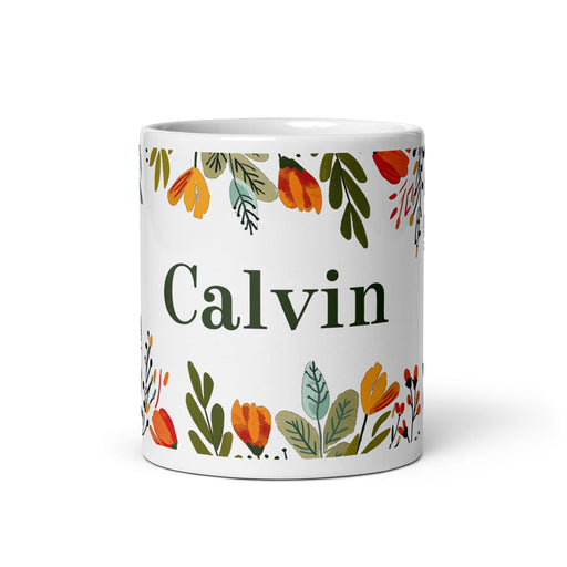 Calvin Exclusive Name Art Piece Home Office Work Coffee Mug Mexican Spanish Pride Gift Cup One-Of-A-Kind Calligraphy White Glossy Mug | C18 Mexicada