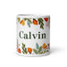 Calvin Exclusive Name Art Piece Home Office Work Coffee Mug Mexican Spanish Pride Gift Cup One-Of-A-Kind Calligraphy White Glossy Mug | C18 Mexicada