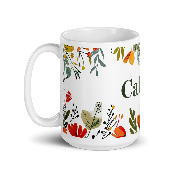 Calvin Exclusive Name Art Piece Home Office Work Coffee Mug Mexican Spanish Pride Gift Cup One-Of-A-Kind Calligraphy White Glossy Mug | C18 Mexicada