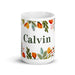 Calvin Exclusive Name Art Piece Home Office Work Coffee Mug Mexican Spanish Pride Gift Cup One-Of-A-Kind Calligraphy White Glossy Mug | C18 Mexicada