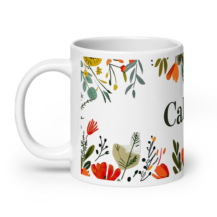 Calvin Exclusive Name Art Piece Home Office Work Coffee Mug Mexican Spanish Pride Gift Cup One-Of-A-Kind Calligraphy White Glossy Mug | C18 Mexicada