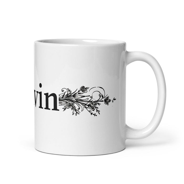 Calvin Exclusive Name Art Piece Home Office Work Coffee Mug Mexican Spanish Pride Gift Cup One-Of-A-Kind Calligraphy White Glossy Mug | C19 Mexicada 11 oz