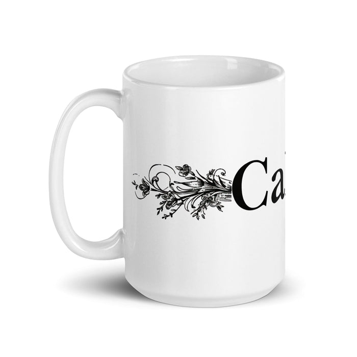 Calvin Exclusive Name Art Piece Home Office Work Coffee Mug Mexican Spanish Pride Gift Cup One-Of-A-Kind Calligraphy White Glossy Mug | C19 Mexicada