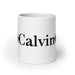 Calvin Exclusive Name Art Piece Home Office Work Coffee Mug Mexican Spanish Pride Gift Cup One-Of-A-Kind Calligraphy White Glossy Mug | C19 Mexicada