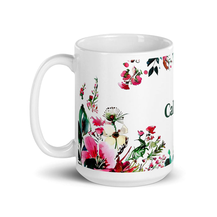 Calvin Exclusive Name Art Piece Home Office Work Coffee Mug Mexican Spanish Pride Gift Cup One-Of-A-Kind Calligraphy White Glossy Mug | C21 Mexicada