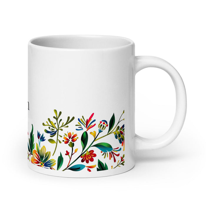 Calvin Exclusive Name Art Piece Home Office Work Coffee Mug Mexican Spanish Pride Gift Cup One-Of-A-Kind Calligraphy White Glossy Mug | C3 Mexicada 20 oz