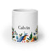 Calvin Exclusive Name Art Piece Home Office Work Coffee Mug Mexican Spanish Pride Gift Cup One-Of-A-Kind Calligraphy White Glossy Mug | C3 Mexicada