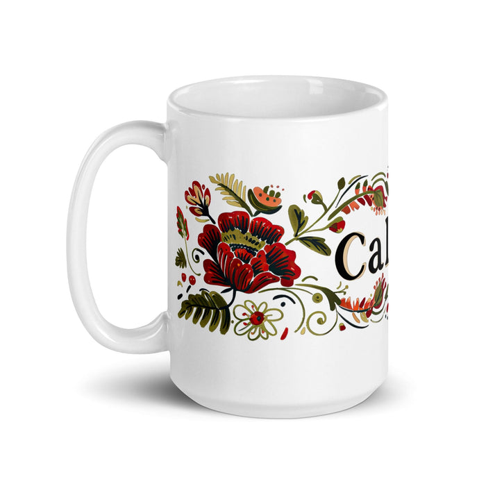 Calvin Exclusive Name Art Piece Home Office Work Coffee Mug Mexican Spanish Pride Gift Cup One-Of-A-Kind Calligraphy White Glossy Mug | C4 Mexicada