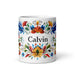 Calvin Exclusive Name Art Piece Home Office Work Coffee Mug Mexican Spanish Pride Gift Cup One-Of-A-Kind Calligraphy White Glossy Mug | C8 Mexicada