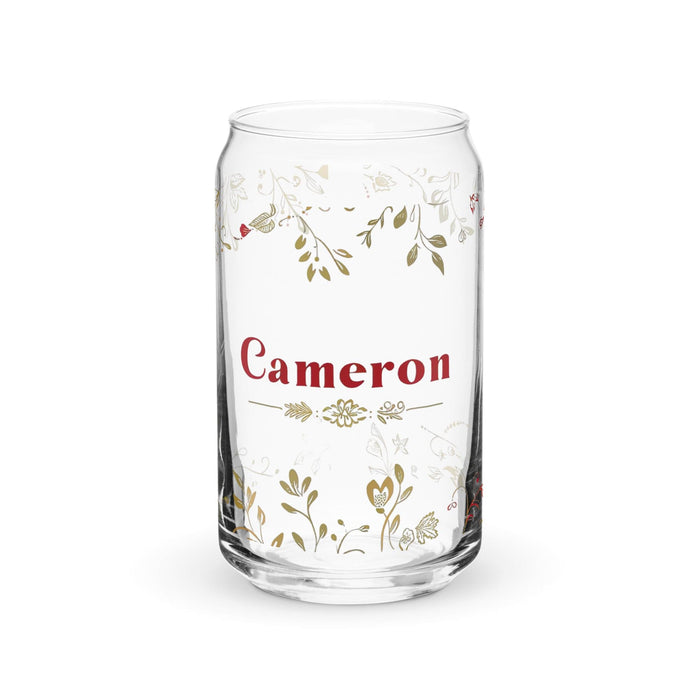 Cameron Exclusive Name Art Piece Can-Shaped Glass Home Office Work Mexican Spanish Pride Gift Cup One-Of-A-Kind Calligraphy Glass | C1 Mexicada 16 oz