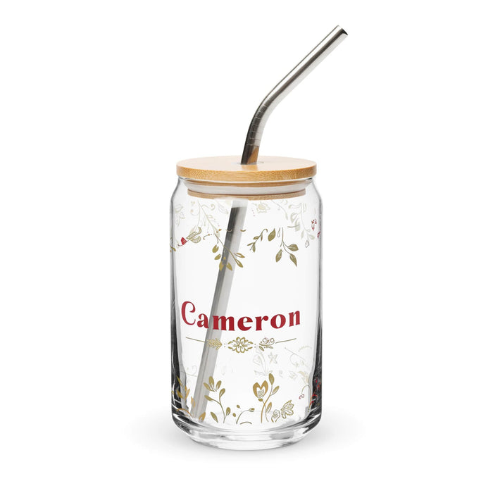 Cameron Exclusive Name Art Piece Can-Shaped Glass Home Office Work Mexican Spanish Pride Gift Cup One-Of-A-Kind Calligraphy Glass | C1 Mexicada 16 oz With Lid & Straw