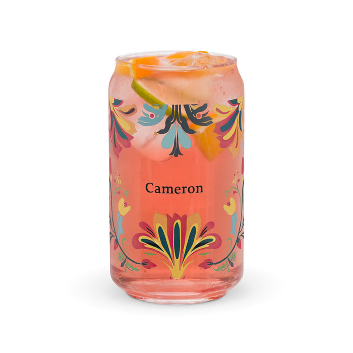 Cameron Exclusive Name Art Piece Can-Shaped Glass Home Office Work Mexican Spanish Pride Gift Cup One-Of-A-Kind Calligraphy Glass | C11 Mexicada