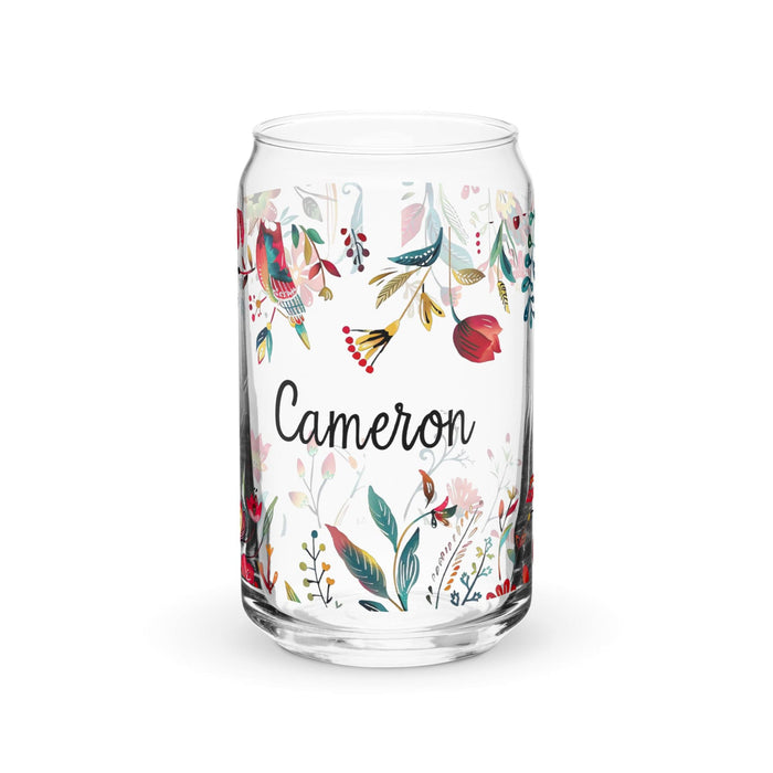 Cameron Exclusive Name Art Piece Can-Shaped Glass Home Office Work Mexican Spanish Pride Gift Cup One-Of-A-Kind Calligraphy Glass | C12 Mexicada 16 oz (No Lid No Straw)