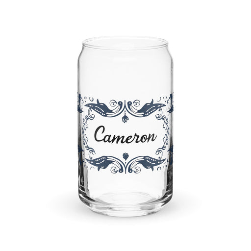 Cameron Exclusive Name Art Piece Can-Shaped Glass Home Office Work Mexican Spanish Pride Gift Cup One-Of-A-Kind Calligraphy Glass | C3 Mexicada 16 oz