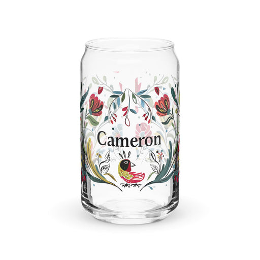 Cameron Exclusive Name Art Piece Can-Shaped Glass Home Office Work Mexican Spanish Pride Gift Cup One-Of-A-Kind Calligraphy Glass | C5 Mexicada 16 oz (No Lid No Straw)