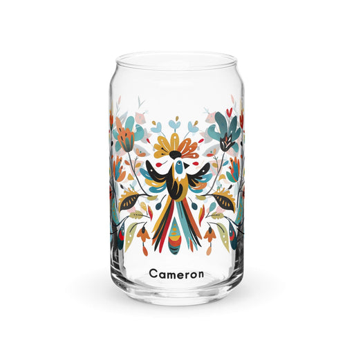 Cameron Exclusive Name Art Piece Can-Shaped Glass Home Office Work Mexican Spanish Pride Gift Cup One-Of-A-Kind Calligraphy Glass | C6 Mexicada 16 oz (No Lid No Straw)