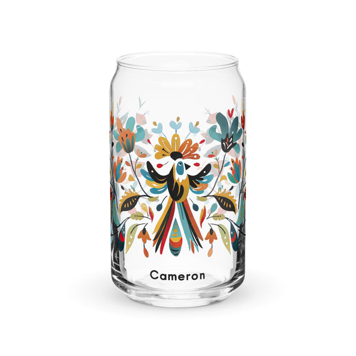 Cameron Exclusive Name Art Piece Can-Shaped Glass Home Office Work Mexican Spanish Pride Gift Cup One-Of-A-Kind Calligraphy Glass | C6 Mexicada 16 oz (No Lid No Straw)