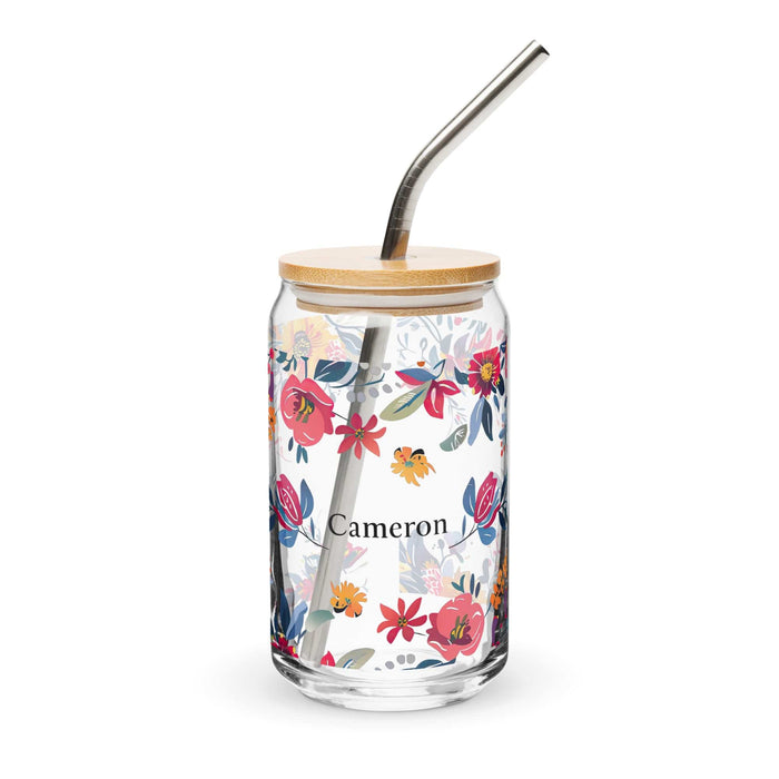 Cameron Exclusive Name Art Piece Can-Shaped Glass Home Office Work Mexican Spanish Pride Gift Cup One-Of-A-Kind Calligraphy Glass | C8 Mexicada 16 oz With Lid & Straw