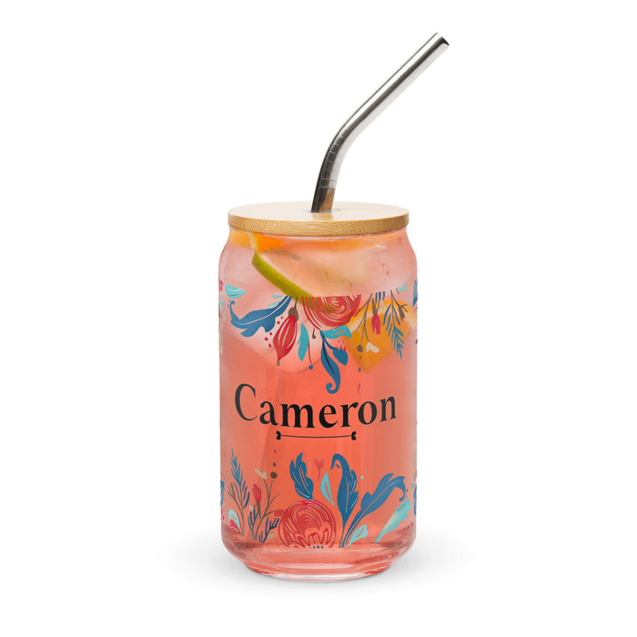 Cameron Exclusive Name Art Piece Can-Shaped Glass Home Office Work Mexican Spanish Pride Gift Cup One-Of-A-Kind Calligraphy Glass | C9 Mexicada