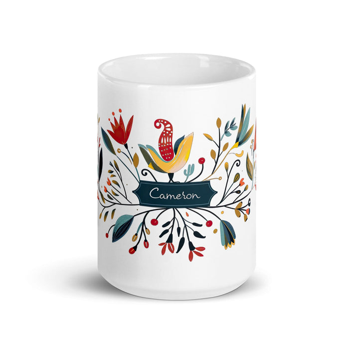 Cameron Exclusive Name Art Piece Home Office Work Coffee Mug Mexican Spanish Pride Gift Cup One-Of-A-Kind Calligraphy White Glossy Mug | C10 Mexicada